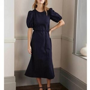 Boden Navy Broderie Mix Jersey Midi Dress Size 4R